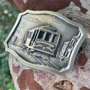 Vintage CABLE CAR Belt Buckle 1977 Indiana Metal Craft